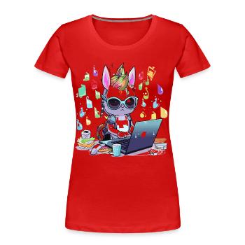 Unicorn Tech-Gamer im Kreativstudio - Frauen Premium Bio T-Shirt - Rot - Vorne - Mia (176cm)