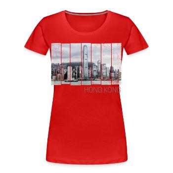 Hong Kong Island Skyline Vintage Panorama Souvenir - Women's Premium Organic T-Shirt - red - Front - Mia (176cm)