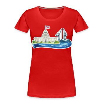 Belfast Skyline City Hall & Cranes UK - Frauen Premium Bio T-Shirt - Rot - Vorne - Mia (176cm)
