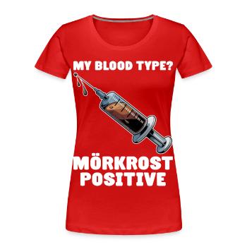 Mörkrost Suède Fika Coffee - T-shirt bio Premium Femme - rouge - Devant - Mia (176cm)