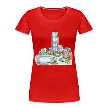 Birmingham Skyline Rotunde Stierkampfkanale Kunst - Frauen Premium Bio T-Shirt - Rot - Vorne - Mia (176cm)