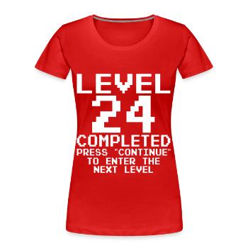Level 24 Abgeschlossen – Pixel Retro - Frauen Premium Bio T-Shirt - Rot - Vorne - Mia (176cm)
