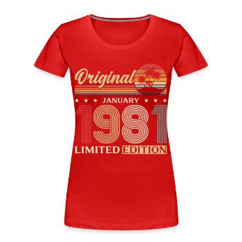 45th Birthday Original January 1981 - Women's Premium Organic T-Shirt - red - Front - Mia (176cm)
