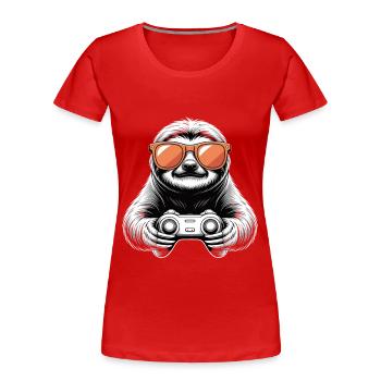 Gamer Faultier - Frauen Premium Bio T-Shirt - Rot - Vorne - Mia (176cm)