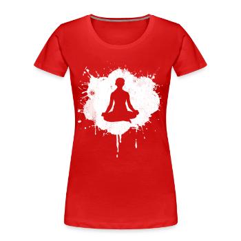 Yoga Lover Drawing - T-shirt bio Premium Femme - rouge - Devant - Mia (176cm)