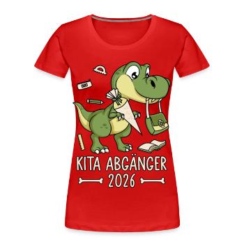 Diplômé de la garderie Dinosaure 2026 - T-shirt bio Premium Femme - rouge - Devant - Mia (176cm)