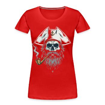 Capitaine Skull Sailor Bateau nautique Sea Lake - T-shirt bio Premium Femme - rouge - Devant - Mia (176cm)