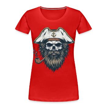 Capitaine Skull Sailor Bateau nautique Sea Lake - T-shirt bio Premium Femme - rouge - Devant - Mia (176cm)