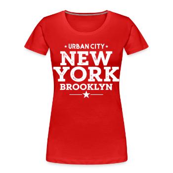 Ville urbaine New York Style vintage de Brooklyn - T-shirt bio Premium Femme - rouge - Devant - Mia (176cm)