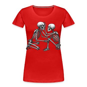 SKELETTE IN LIEBE #4 – Schwarz-Weiß - Frauen Premium Bio T-Shirt - Rot - Vorne - Mia (176cm)