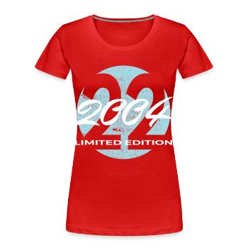 22e anniversaire 2004 cadeau pour hommes et femmes - T-shirt bio Premium Femme - rouge - Devant - Mia (176cm)