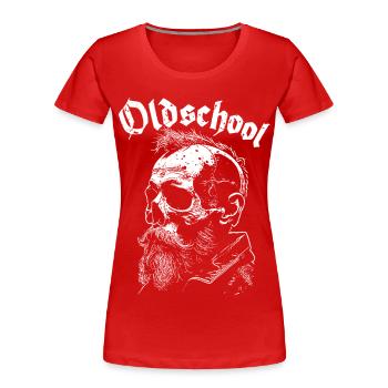 Old School Bart Schädel Portrait - Frauen Premium Bio T-Shirt - Rot - Vorne - Mia (176cm)