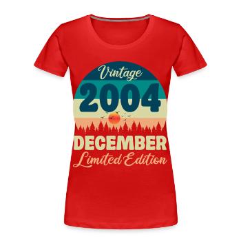 Geburtstag Dezember 2004 Geburtstagsgeschenk - Frauen Premium Bio T-Shirt - Rot - Vorne - Mia (176cm)