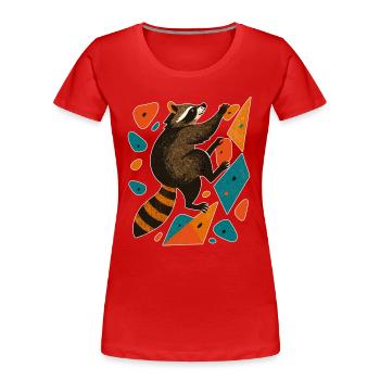 Cadeau motivant pour l’escalade de ratons laveurs en bloc - T-shirt bio Premium Femme - rouge - Devant - Mia (176cm)