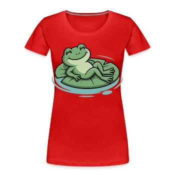 Chill frog on leaf pillow - Women's Premium Organic T-Shirt - red - Front - Mia (176cm)