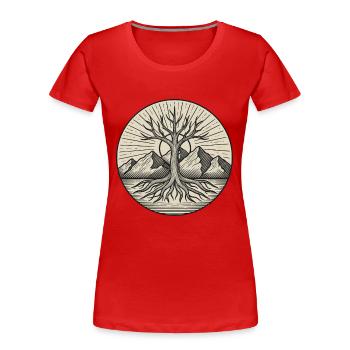 Arbre de vie - T-shirt bio Premium Femme - rouge - Devant - Mia (176cm)