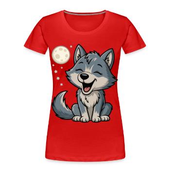 Moonlight Wolf Cuddle - Women's Premium Organic T-Shirt - red - Front - Mia (176cm)