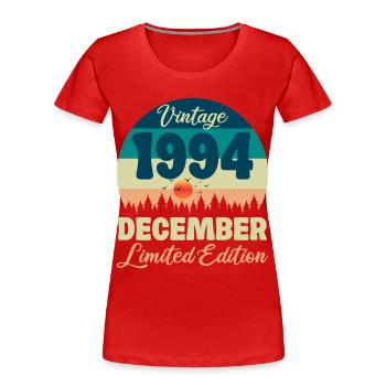 Geburtstag Dezember 1994 Geburtstagsgeschenk - Frauen Premium Bio T-Shirt - Rot - Vorne - Mia (176cm)