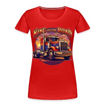 König der Straße: LKW-Illustration - Frauen Premium Bio T-Shirt - Rot - Vorne - Mia (176cm)