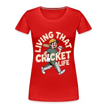Funny Cricket Saying Vintage Cricket Game - Women's Premium Organic T-Shirt - red - Front - Mia (176cm)