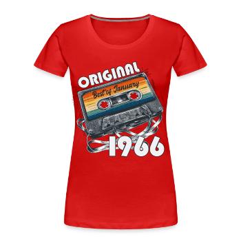 60. Geburtstag Kassette Januar Jahrgang 1966 - Frauen Premium Bio T-Shirt - Rot - Vorne - Mia (176cm)