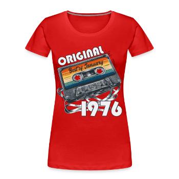 Cassette du 50e anniversaire janvier 1976 - T-shirt bio Premium Femme - rouge - Devant - Mia (176cm)