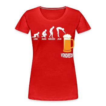 Work week around Friday beer - Women's Premium Organic T-Shirt - red - Front - Mia (176cm)