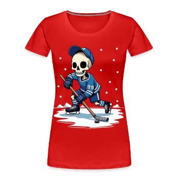 Skelett Eishockeyspieler Nummer 99 Wintersport - Women's Premium Organic T-Shirt - red - Front - Mia (176cm)