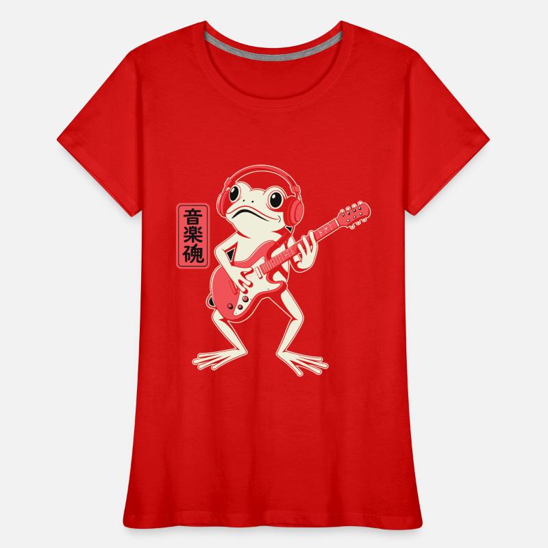 Frosch spielt E-Gitarre mit Kopfhörern Frauen Premium Bio T-Shirt