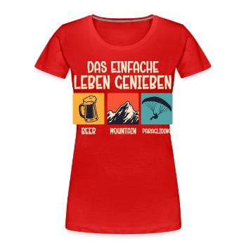 Paraglider ENJOY THE SIMPLE LIFE Funny - Women's Premium Organic T-Shirt - red - Front - Mia (176cm)