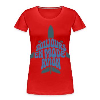 FLUGZEUGMODUS – lass uns reden. - Frauen Premium Bio T-Shirt - Rot - Vorne - Mia (176cm)