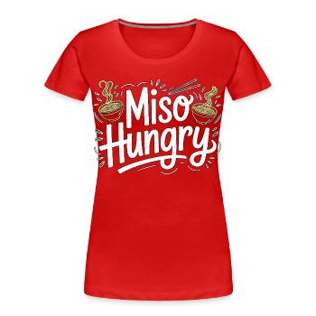 Ramen Miso Affamé Tonkatsu Noodle Bowl Ramen Chef - T-shirt bio Premium Femme - rouge - Devant - Mia (176cm)