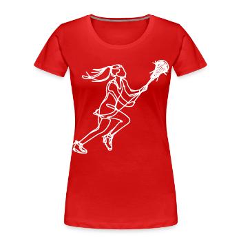 Frauen Lacrosse - Frauen Premium Bio T-Shirt - Rot - Vorne - Mia (176cm)