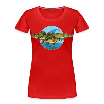 Perch, pike, zander, predator, fishing - Women's Premium Organic T-Shirt - red - Front - Mia (176cm)