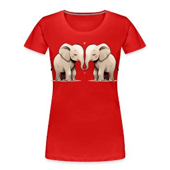 Elefantenherz Trunkfreundschaft - Frauen Premium Bio T-Shirt - Rot - Vorne - Mia (176cm)