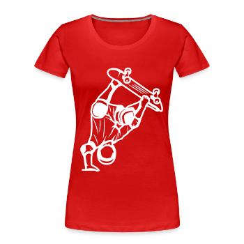 Skateboarder Zeichnung - Frauen Premium Bio T-Shirt - Rot - Vorne - Mia (176cm)