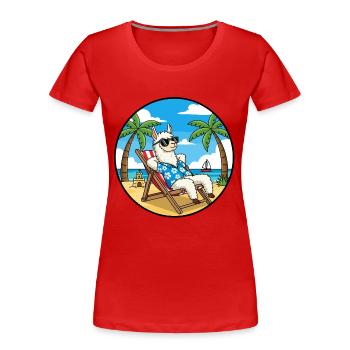 Coole Llama Beach Urlaubs-Sommer-Vibes - Frauen Premium Bio T-Shirt - Rot - Vorne - Mia (176cm)