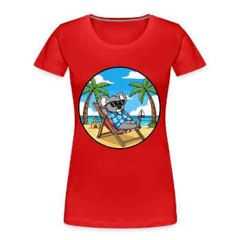 Coole Koala-Strandferien-Sommerstimmung - Frauen Premium Bio T-Shirt - Rot - Vorne - Mia (176cm)