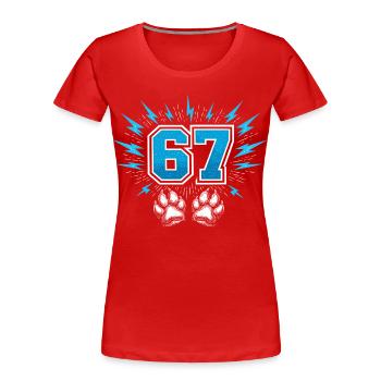 67 Six Seven Meme Funny | Dog Paw - Women's Premium Organic T-Shirt - red - Front - Mia (176cm)
