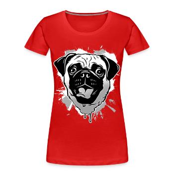 Mops - Frauen Premium Bio T-Shirt - Rot - Vorne - Mia (176cm)