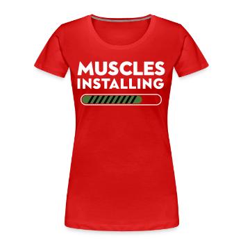 Muscles s’installant Progress Graphic - T-shirt bio Premium Femme - rouge - Devant - Mia (176cm)
