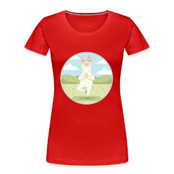 Zen Yoga Llama Llamaste Meditation Kunst - Frauen Premium Bio T-Shirt - Rot - Vorne - Mia (176cm)
