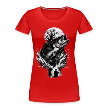 Jumping perch in the moonlight night angler - Women's Premium Organic T-Shirt - red - Front - Mia (176cm)