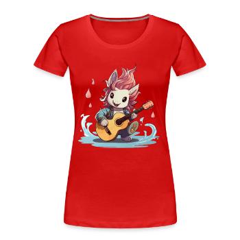 Funkelnder Hase mit Gitarre - Frauen Premium Bio T-Shirt - Rot - Vorne - Mia (176cm)