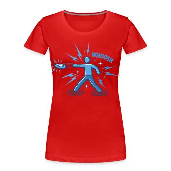 WHOOSH Lustiges Disc Golf Disc Golfer Fliegende Disc - Frauen Premium Bio T-Shirt - Rot - Vorne - Mia (176cm)