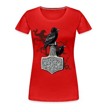 Wikinger Viking Legende Seemann Odin Rabe Kämpfer - Frauen Premium Bio T-Shirt - Rot - Vorne - Mia (176cm)