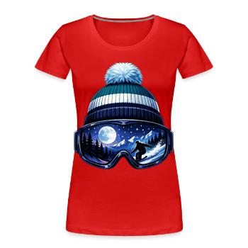 Skifahrer Apres Ski Mütze Skibrille Winter Sport - Frauen Premium Bio T-Shirt - Rot - Vorne - Mia (176cm)