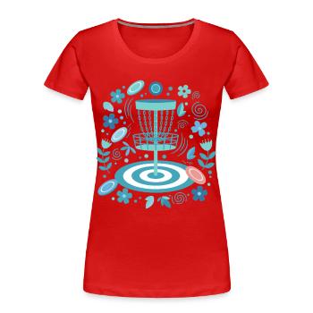 Disc Golf Korb Blumen fliegender Disc Golf Spaß - Frauen Premium Bio T-Shirt - Rot - Vorne - Mia (176cm)
