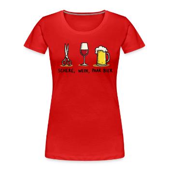Schere Wein Paar Bier Lustiges Party Wortspiel - Frauen Premium Bio T-Shirt - Rot - Vorne - Mia (176cm)