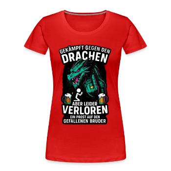 JGA Team Bräutigam - Frauen Premium Bio T-Shirt - Rot - Vorne - Mia (176cm)